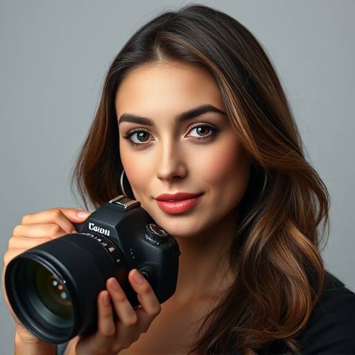 DSLR Camera Capturing a Portrait in a Studio