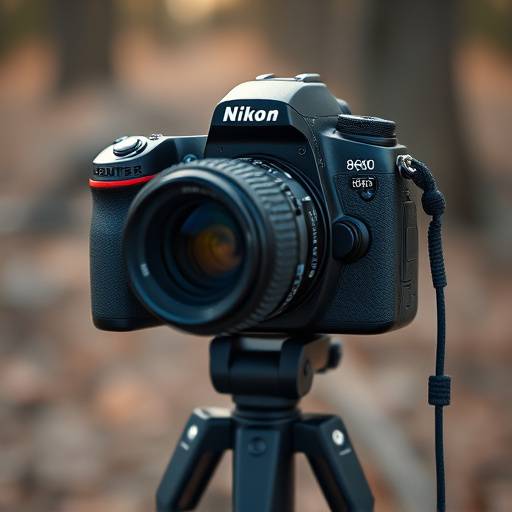 Nikon D850 resting on a tripod